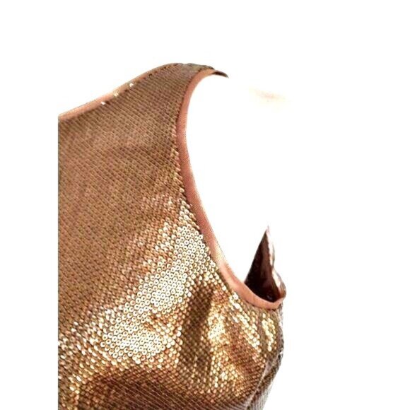 BCBGMaxAzria Gold Sequins Jumpsuit M Cocktail Party Holidays Lowe - Picture 8 of 16